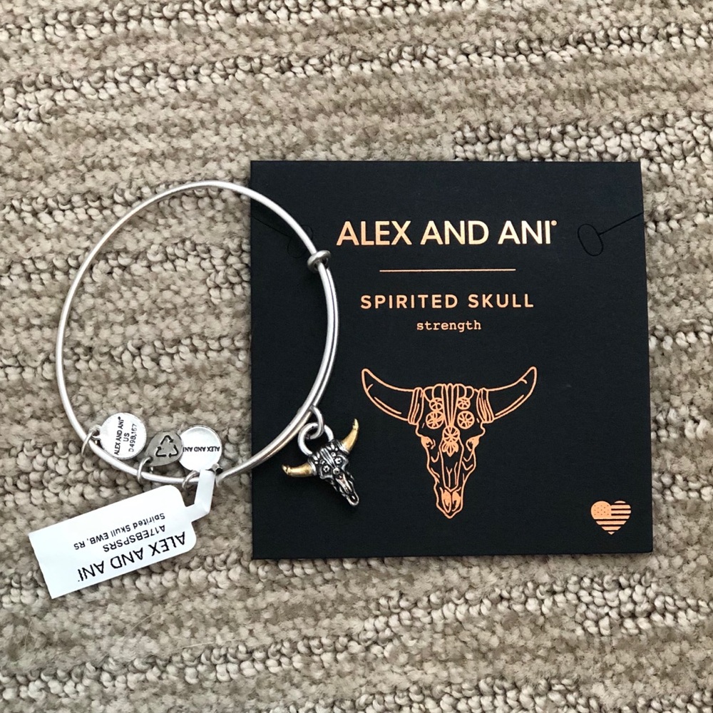 NWT! Alex and Ani Spirited Skull charm bracelet - Picture 2 of 4